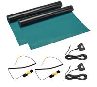 sourcing map 2 Set Anti Static Mat Kit with ESD Wrist and Ground Wire, 17"x25" PVC ESD Soldering Mat for Computer Phone Electronics Repair, Home PC Building Upgrade, Green