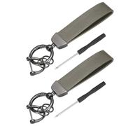 sourcing map 2 Set Car Key Chain Ring Clip 4.9 Inch Leather Keychain Key Fob Wristlet Keychain with Anti-Lost D Ring & Keyrings Fit Women Men for Home Car, Gray Matt Gun