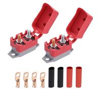 sourcing map 2 Set DC 50V AC 125/250V 25A Circuit Breaker, Auto Reset Stud Bolt Type Circuit Breaker with Cover Screws Wire Clamps and 3:1 Heat Shrink Tubing for Automotive(Red, Gray)