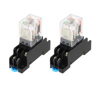 sourcing map 2 Set DC12V Electromagnetic Power Relay, 8-Pin 10A Power Coil Relay with LED Indicator and Socket Base DPDT 2NO 2NC for Industrial, Home Appliances and DIN Rail System