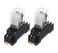 sourcing map 2 Set DC6V Electromagnetic Power Relay 8-Pin AC/DC DPDT 2NO+2NC Relay Coil with Socket Base for Industrial, Home Appliances and DIN Rail System with LED Indicator