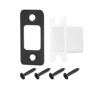 sourcing map 2 Set Door Strike Plate, 57mm x 25.5mm Stainless Steel Latch Deadbolt Replacement Lock Strike Plate for Door Frame Door Jamb Reinforcement, Round Corner, Black