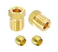 sourcing map 2 Set Fit for 4mm Tube Brass Compression Assortment Kit, Sleeve Ferrule & Nut Kits for Water Oil Air Pipe