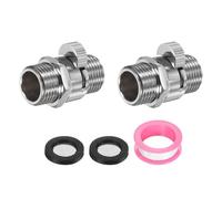 sourcing map 2 Set G1/2" Male x Male Shower Shut Off Valve, Brass Water Flow Control Valve for Shower Head with Hose Flow Restrictor, Silver