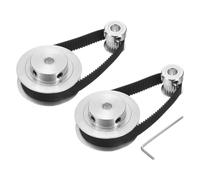 sourcing map 2 Set GT-2 Synchronous Wheel 20&60 Teeth 6.35mm Bore, Aluminum Alloy Timing Pulley Wheel with 2Pcs Length 200mm, Width 10mm Belt for 3D Printer, CNC Machine (20-60T-6.35B-10)