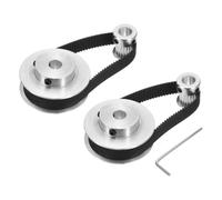 sourcing map 2 Set GT-2 Synchronous Wheel 20&60 Teeth 8mm Bore, Aluminum Alloy Timing Pulley Wheel with 2Pcs Length 200mm, Width 10mm Belt for 3D Printer, CNC Machine (20-60T-8B-10)