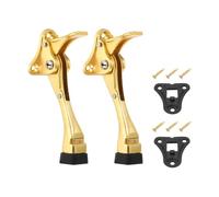 sourcing map 2 Set Kickdown Door Stopper, 4.7" Aluminum Alloy Kick Down Door Stoppers for Bottom of Doors One Touch Adjustable Doors Holder with Non-Slip Rubber Tip and Screws for Home, Gold