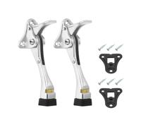 sourcing map 2 Set Kickdown Door Stopper, 4.7" Aluminum Alloy Kick Down Door Stoppers for Bottom of Doors One Touch Adjustable Doors Holder with Rubber Tip and Screws for Home, Bright Silver