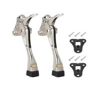 sourcing map 2 Set Kickdown Door Stopper, 4.7" Aluminum Alloy Kick Down Door Stoppers for Bottom of Doors One Touch Adjustable Doors Holder with Non-Slip Rubber Tip and Screws for Home, Nickel