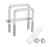 sourcing map 2 Set M10 2-3/4 Inch Inner Wide Square U Bolts, 4 Inch Length 304 Stainless Steel U-Bolts with Flange Hexagon Nuts, Frame Plates for Trailer, Automotive, (70mm W x 100mm L)