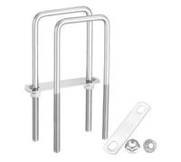 sourcing map 2 Set M10 2-3/4 Inch Inner Wide Square U Bolts, 7-7/8 Inch Length 304 Stainless Steel U-Bolts with Flange Hexagon Nuts, Frame Plates for Trailer, Automotive, (70mm W x 200mm L)