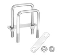 sourcing map 2 Set M10 2-3/8 Inch Inner Wide Square U Bolts, 4 Inch Length 304 Stainless Steel U-Bolts with Flange Hexagon Nuts, Frame Plates for Trailer, Automotive, (60mm W x 100mm L)