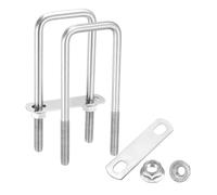 sourcing map 2 Set M10 2 Inch Inner Wide Square U Bolts, 5-7/8 Inch Length 304 Stainless Steel U-Bolts with Flange Hexagon Nuts, Frame Plates for Trailer, Automotive, (50mm W x 150mm L)