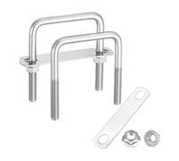 sourcing map 2 Set M10 3-1/8 Inch Inner Wide Square U Bolts, 4 Inch Length 304 Stainless Steel U-Bolts with Flange Hexagon Nuts, Frame Plates for Trailer, Automotive, (80mm W x 100mm L)