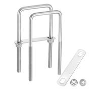 sourcing map 2 Set M10 3-1/8 Inch Inner Wide Square U Bolts, 7-7/8 Inch Length 304 Stainless Steel U-Bolts with Flange Hexagon Nuts, Frame Plates for Trailer, Automotive, (80mm W x 200mm L)