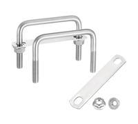 sourcing map 2 Set M10 3-9/16 Inch Inner Wide Square U Bolts, 2-3/4 Inch Length 304 Stainless Steel U-Bolts with Flange Hexagon Nuts, Frame Plates for Trailer, Automotive, (90mm W x 70mm L)