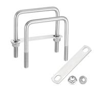 sourcing map 2 Set M10 3-9/16 Inch Inner Wide Square U Bolts, 4-3/4 Inch Length 304 Stainless Steel U-Bolts with Flange Hexagon Nuts, Frame Plates for Trailer, Automotive, (90mm W x 120mm L)