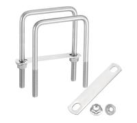 sourcing map 2 Set M10 3-9/16 Inch Inner Wide Square U Bolts, 5-7/8 Inch Length 304 Stainless Steel U-Bolts with Flange Hexagon Nuts, Frame Plates for Trailer, Automotive, (90mm W x 150mm L)