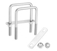 sourcing map 2 Set M10 3 Inch Inner Wide Square U Bolts, 4-3/4 Inch Length 304 Stainless Steel U-Bolts with Flange Hexagon Nuts, Frame Plates for Trailer, Automotive, (75mm W x 120mm L)
