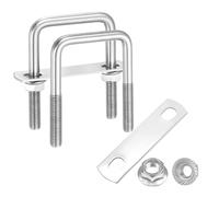 sourcing map 2 Set M8 1-25/32 Inch Inner Wide Square U Bolts, 3 Inch Length 304 Stainless Steel U-Bolts with Flange Hexagon Nuts, Frame Plates for Trailer, Automotive, (45mm W x 75mm L)