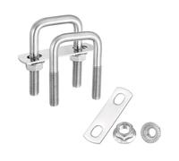 sourcing map 2 Set M8 1-3/16 Inch Inner Wide Square U Bolts, 2-3/8 Inch Length 304 Stainless Steel U-Bolts with Flange Hexagon Nuts, Frame Plates for Trailer, Automotive, (30mm W x 60mm L)