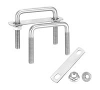sourcing map 2 Set M8 2-3/8 Inch Inner Wide Square U Bolts, 2-3/8 Inch Length 304 Stainless Steel U-Bolts with Flange Hexagon Nuts, Frame Plates for Trailer, Automotive, (60mm W x 60mm L)