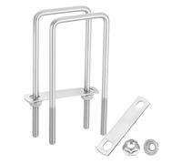 sourcing map 2 Set M8 2-3/8 Inch Inner Wide Square U Bolts, 6-5/16 Inch Length 304 Stainless Steel U-Bolts with Flange Hexagon Nuts, Frame Plates for Trailer, Automotive, (60mm W x 160mm L)