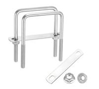 sourcing map 2 Set M8 3-1/8 Inch Inner Wide Square U Bolts, 4-3/4 Inch Length 304 Stainless Steel U-Bolts with Flange Hexagon Nuts, Frame Plates for Trailer, Automotive, (80mm W x 120mm L)