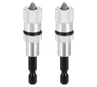 sourcing map 2 Set Magnetic Screwdriver Bit Holders 3 Inch CR-V Steel Torsion Impact Bit Holder Kits Quick Release Extension Adapter with 1/4 Inch Hex Shank for Industry Home Auto, Silver Black