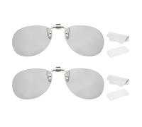 sourcing map 2 Set Polarized Clip-on 3D Glasses, Passive Circular 3D Viewing Glasses Frames with Glass Case and Eyeglass Cloth for Image MAXimum Movies Theater Games TV (Upgraded Metal Clip)