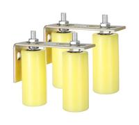 sourcing map 2 Set Slide Gate Guide Roller, 5" Nylon Rollers Gate Support Assembly with L-Rear Post Bracket, Universal Sealed Ball Bearing Rolling Gate Guider for Sliding Door, Yellow