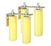 sourcing map 2 Set Slide Gate Guide Roller, 6" Nylon Rollers Gate Support Assembly with L-Rear Post Bracket, Universal Sealed Ball Bearing Rolling Gate Guider for Sliding Door, Yellow