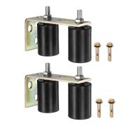 sourcing map 2 Set Slide Gate Guide Roller, 70mm L-Rear Post Bracket Nylon Rollers Gate, Adjustable Sliding Hardware Roller Kit for Sliding Grates Barn Rolling Door 50mm Dia, Black