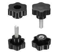 sourcing map 2 Set Star Knobs M10 x 25mm Male + M10 Female Thread 48mm Head Metric 6-Star Threaded Stud Clamping Handles Screw in Through Hole Hand Jig Knob Thumb Screws, Black