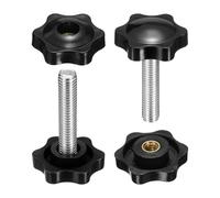 sourcing map 2 Set Star Knobs M8 x 30mm Male + M8 Female Thread 32mm Head Metric 6-Star Threaded Stud Clamping Handles Screw in Through Hole Hand Jig Knob Thumb Screws, Black