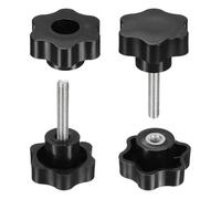 sourcing map 2 Set Star Knobs M8 x 35mm Male + M8 Female Thread 48mm Head Metric 6-Star Threaded Stud Clamping Handles Screw in Through Hole Hand Jig Knob Thumb Screws, Black