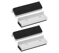 sourcing map 2 Set Vise Jaw Pads 4" Aluminum Magnetic Vise Soft Jaws Standard Anti-Scratches Vice Covers Tools for DIY Making Woodworking Clamping Plumbing, Silver/Black