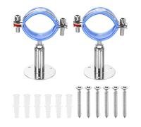 sourcing map 2 Set Wall Mount Ceiling Mount Pipe Supports 304 Stainless Steel Adjustable Pipe Bracket Clamp with Screws for OD Pipe 2"-2.2" (51-57mm) Adjustable Height 50-100mmmm