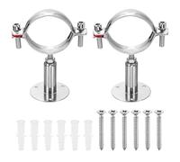 sourcing map 2 Set Wall Mount Ceiling Mount Pipe Supports 304 Stainless Steel Adjustable Pipe Bracket Clamp with Screw for OD Pipe 2.4"-2.6" (60-65mm) Adjustable Height 50-100mm
