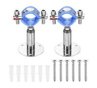 sourcing map 2 Set Wall Mount Ceiling Mount Pipe Supports 304 Stainless Steel Adjustable Pipe Bracket Clamp with Screws for OD Pipe 1.3"-1.3" (32-34mm) Adjustable Height 50-100mmmm