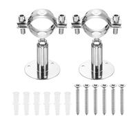 sourcing map 2 Set Wall Mount Ceiling Mount Pipe Supports 304 Stainless Steel Adjustable Pipe Bracket Clamp with Screw for OD Pipe 1.5"-1.6" (38-40mm) Adjustable Height 50-100mm