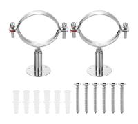 sourcing map 2 Set Wall Mount Ceiling Mount Pipe Supports 304 Stainless Steel Adjustable Pipe Bracket Clamp with Screw for OD Pipe 3.1"-3.5" (80-89mm) Adjustable Height 50-100mm