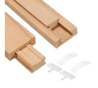 sourcing map 2 Set Wooden Drawer Slides, 13-3/4" (35 CM) Classic Wood Center Guide Track with Plastic Slide Glide Bracket, Wood Drawer Glides Bottom Rails Replacements