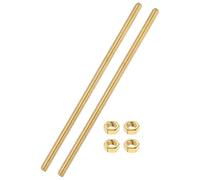 sourcing map 2 Sets Brass Fully Threaded Rod, M4x0.7mm Pitch Right Hand Threads Studs with Solid Brass Hex Nuts, 120mm/5" Long Threaded Screw Rods Fasteners for Anchors Bolts Hangers Clamps