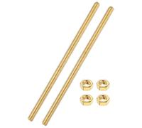 sourcing map 2 Sets Brass Fully Threaded Rod, M4x0.7mm Pitch Right Hand Threads Studs with Solid Brass Hex Nuts, 100mm/4" Long Threaded Screw Rods Fasteners for Anchors Bolts Hangers Clamps