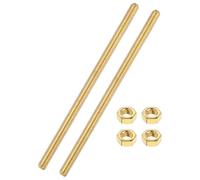 sourcing map 2 Sets Brass Fully Threaded Rod, M5x0.8mm Pitch Right Hand Threads Studs with Solid Brass Hex Nuts, 100mm/4" Long Threaded Screw Rods Fasteners for Anchors Bolts Hangers Clamps