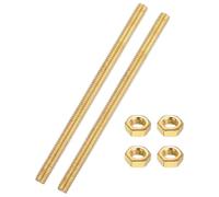 sourcing map 2 Sets Brass Fully Threaded Rod, M6x1mm Pitch Right Hand Threads Studs with Solid Brass Hex Nuts, 100mm/4" Long Threaded Screw Rods Fasteners for Anchors Bolts Hangers Clamps