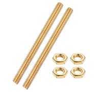 sourcing map 2 Sets Brass Fully Threaded Rod, M8x1.25mm Pitch Right Hand Threads Studs with Solid Brass Hex Nuts, 100mm/4" Long Threaded Screw Rods Fasteners for Anchors Bolts Hangers Clamps