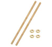 sourcing map 2 Sets Brass Fully Threaded Rod, M8x1.25mm Pitch Right Hand Threads Studs with Solid Brass Hex Nuts, 200mm/8" Long Threaded Screw Rods Fasteners for Anchors Bolts Hangers Clamps