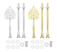 sourcing map 2 Sets Cake Tray Stand Handle Cupcake Dessert Plate Hardware Fitting Holder Rod Stand Handle for Cake Stand Wedding Party, 3-Tiers New Crown Gold/Silver